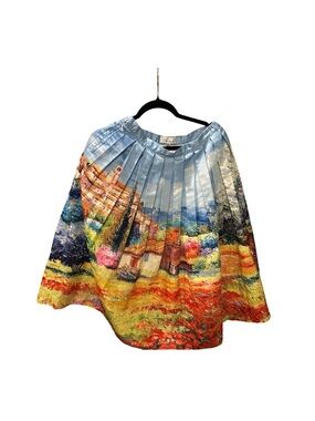 IOil Painting Pleated Midi Skirt- chicwish Scenic Skirt with pleats and full